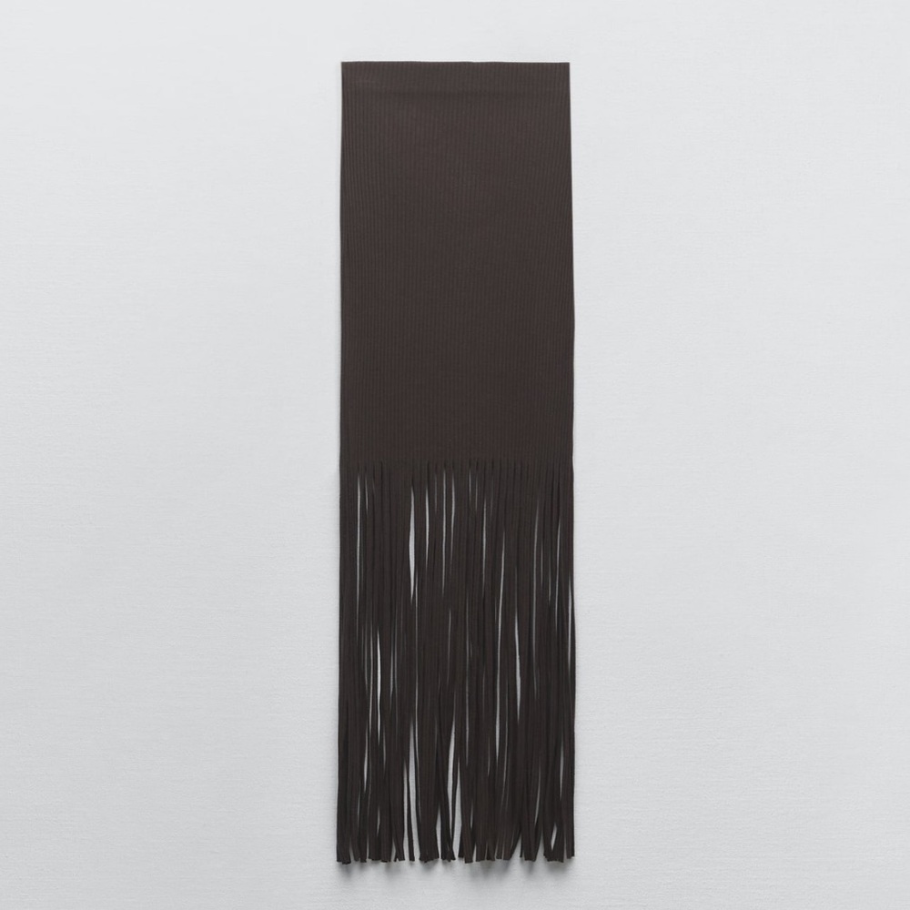 ZARA FRINGED RIBBED SKIRT